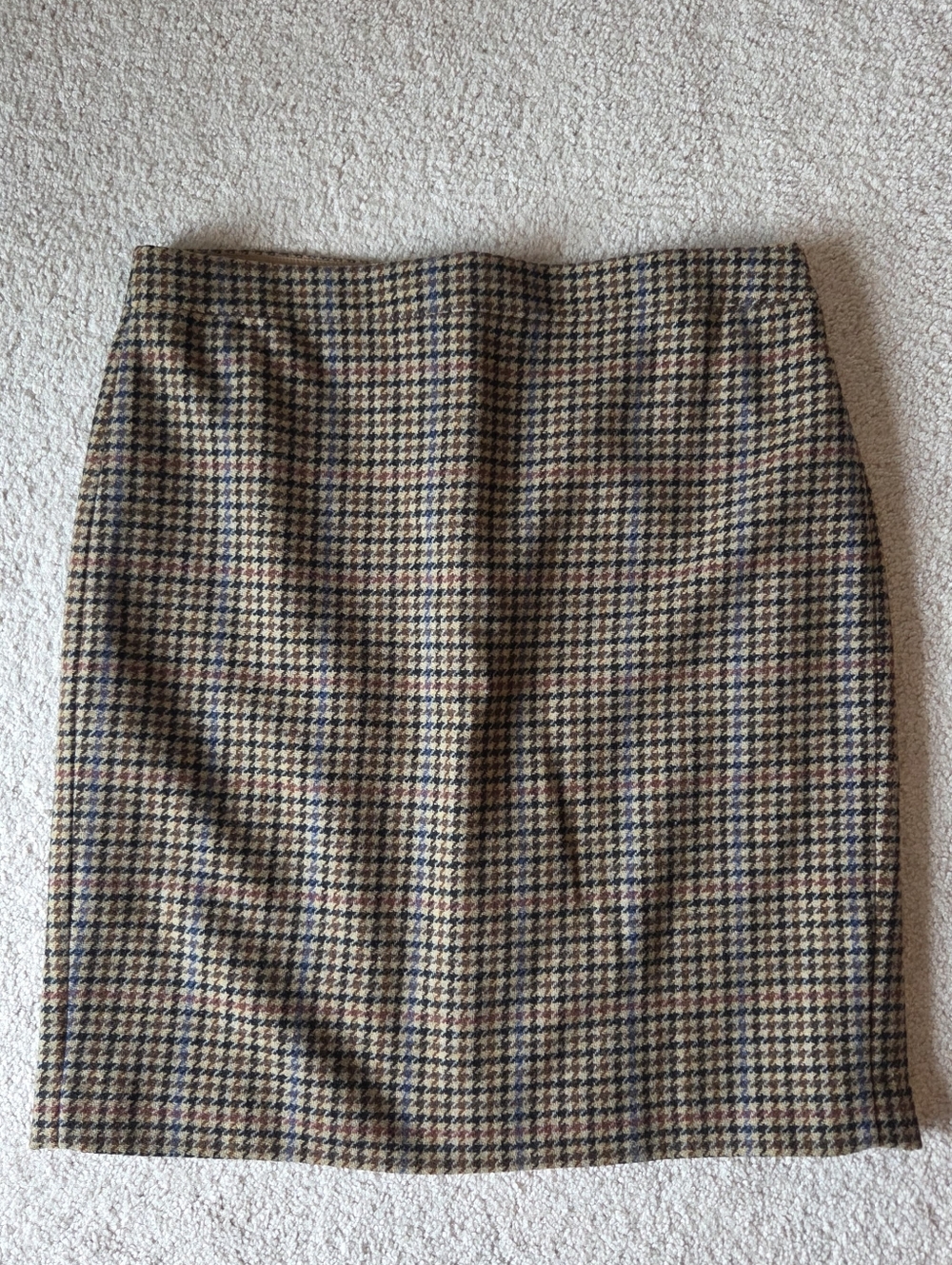 J. Crew Houndstooth Pencil Skirt in Tan, Brown and Blue